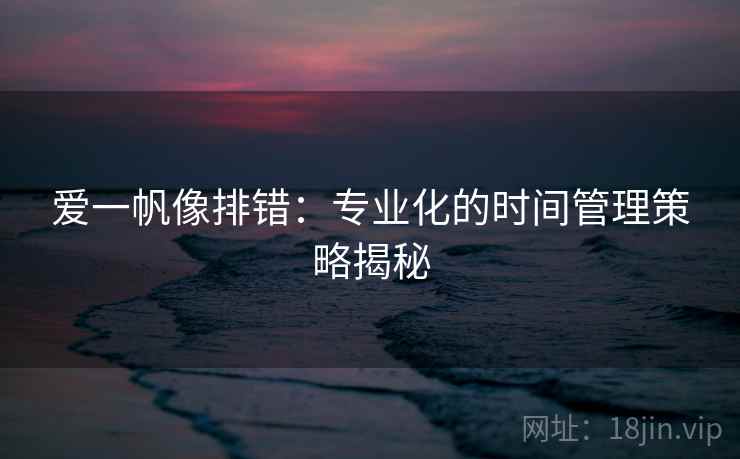 爱一帆像排错：专业化的时间管理策略揭秘