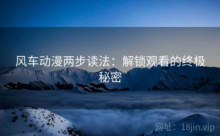 风车动漫两步读法：解锁观看的终极秘密